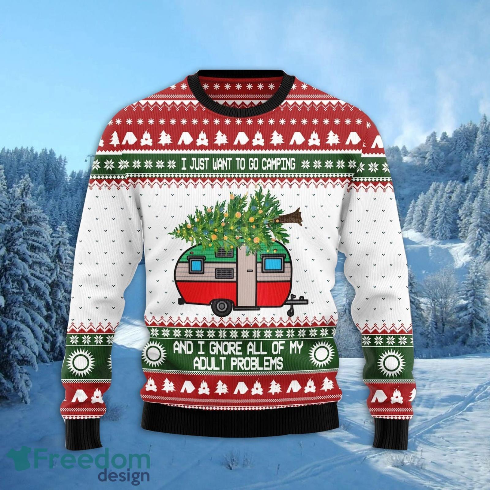 Camping Christmas Ugly Christmas Sweater AOP All Over Printed Sweater Product Photo 2