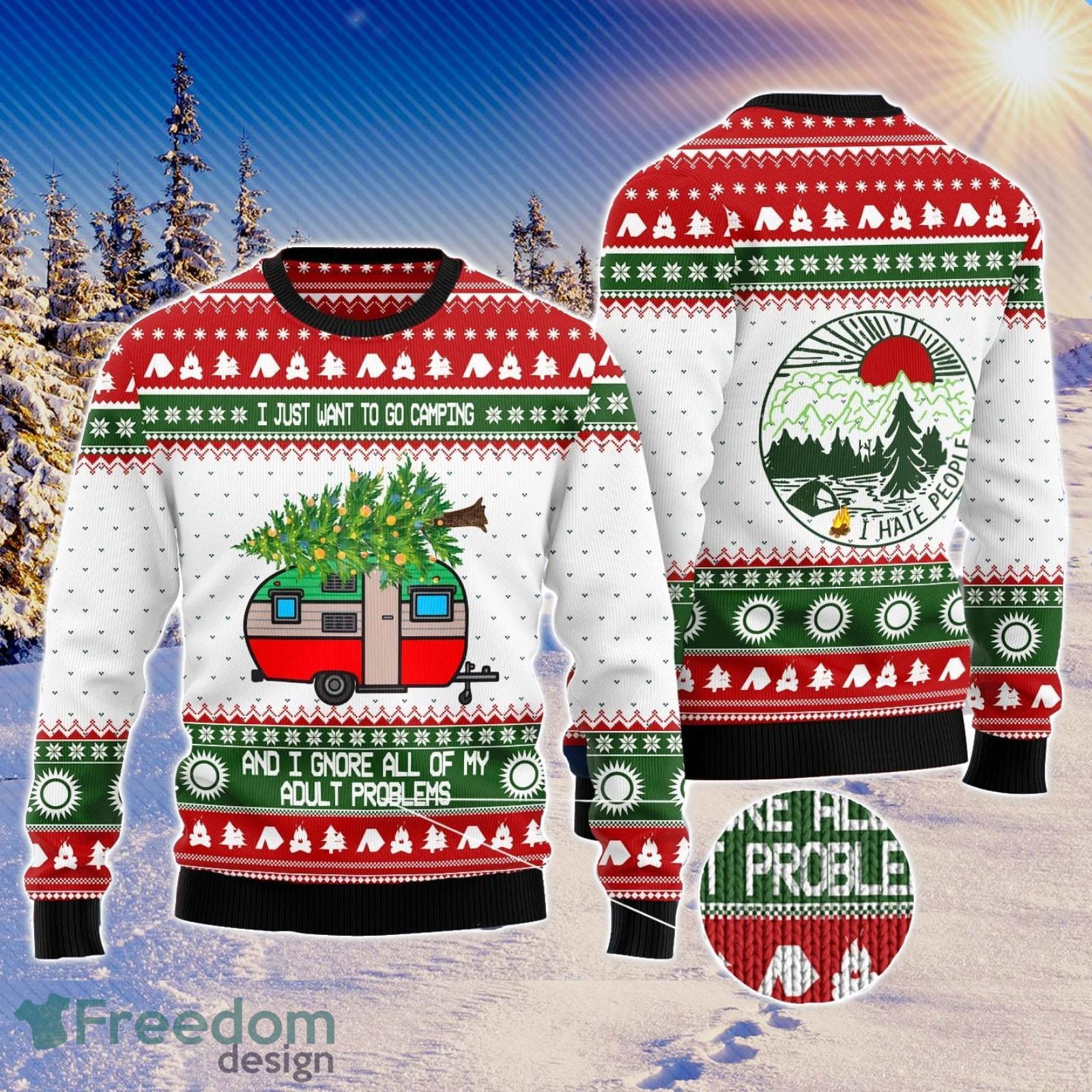 Camping Christmas Ugly Christmas Sweater AOP All Over Printed Sweater Product Photo 1