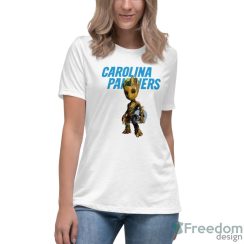 Carolina Panthers NFL Football Groot Marvel Guardians Of The Galaxy T Shirt - Women's Relaxed Short Sleeve Jersey Tee