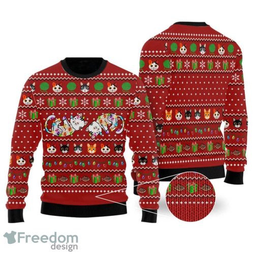 Cat Light Ugly Christmas Sweater Christmas Gift Product Photo 1