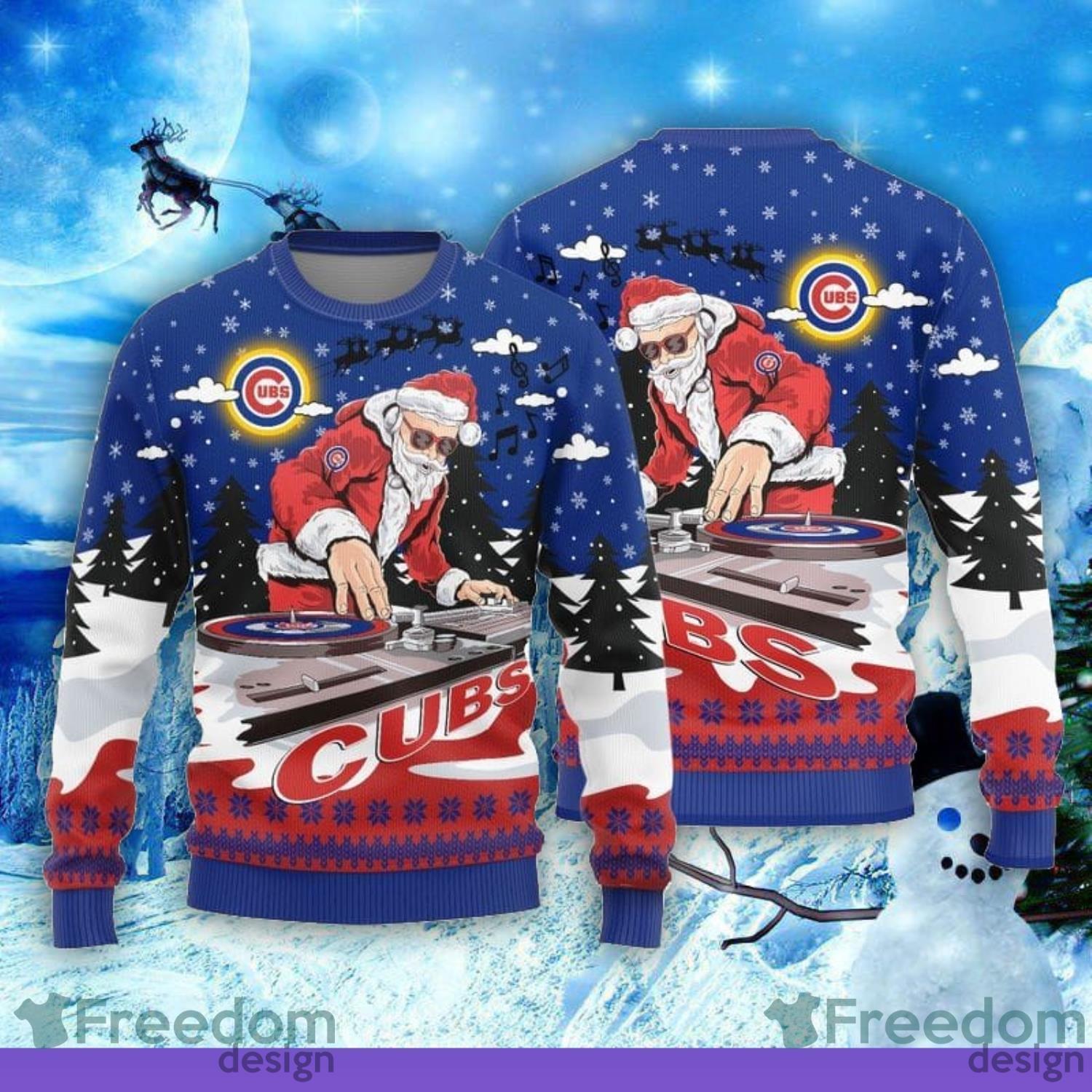 Santa Chicago Cubs Logo Lights Christmas Shirt, hoodie, sweater