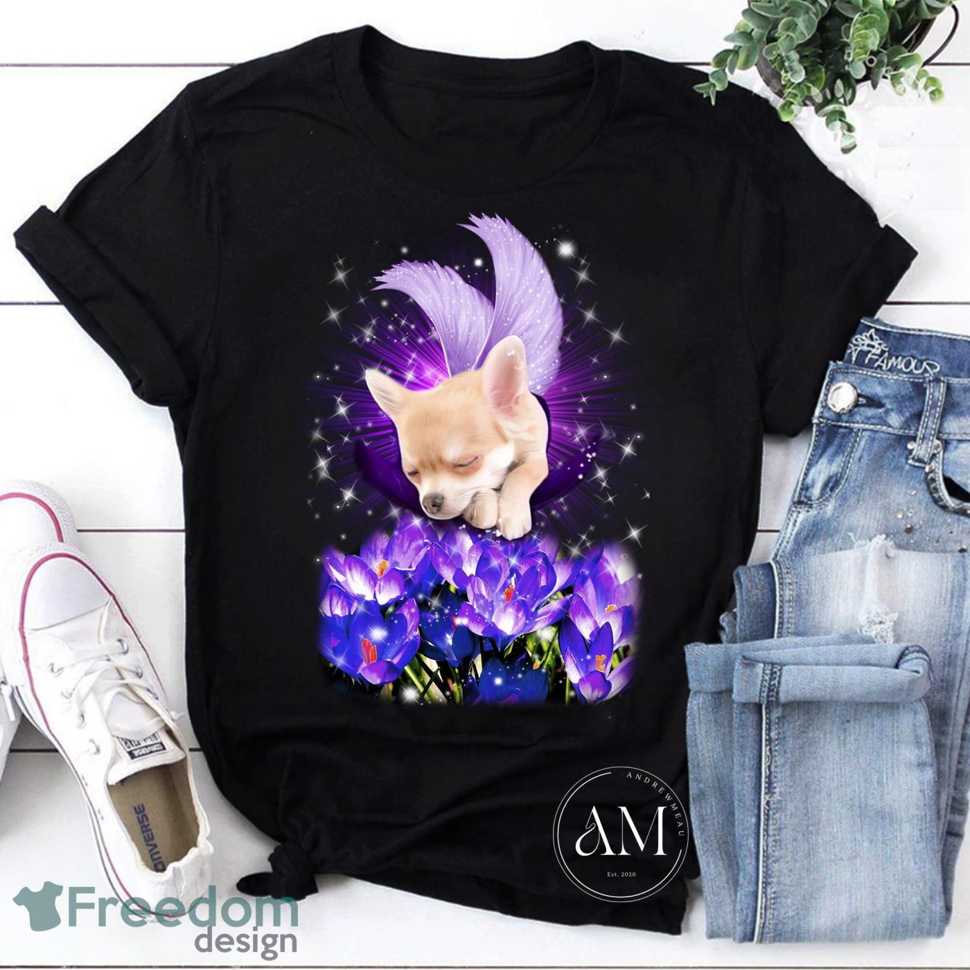 Chihuahua And Autumn Crocus for Dog Lover Vintage T-Shirt Product Photo 1