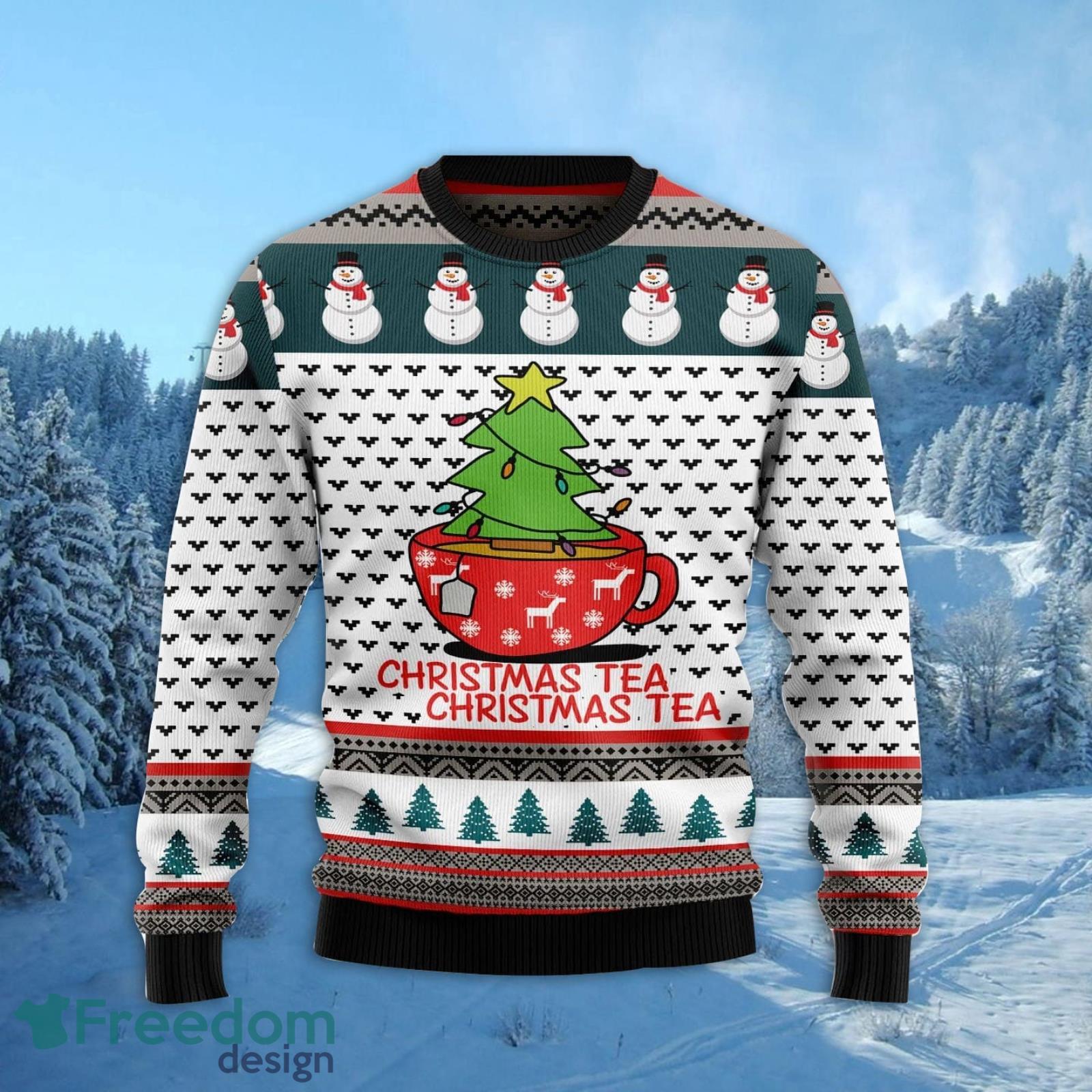 Christmas Tea Ugly Christmas Sweater AOP All Over Printed Sweater Product Photo 2