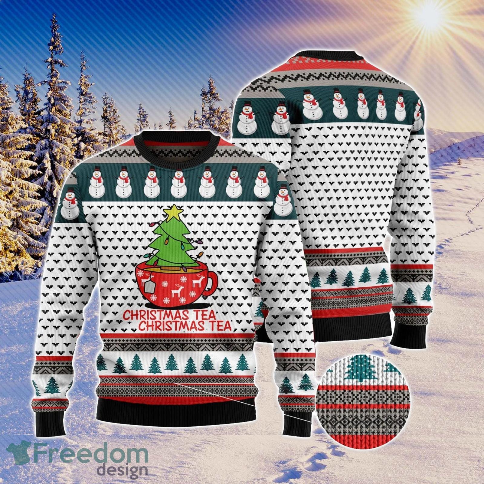 Christmas Tea Ugly Christmas Sweater AOP All Over Printed Sweater Product Photo 1