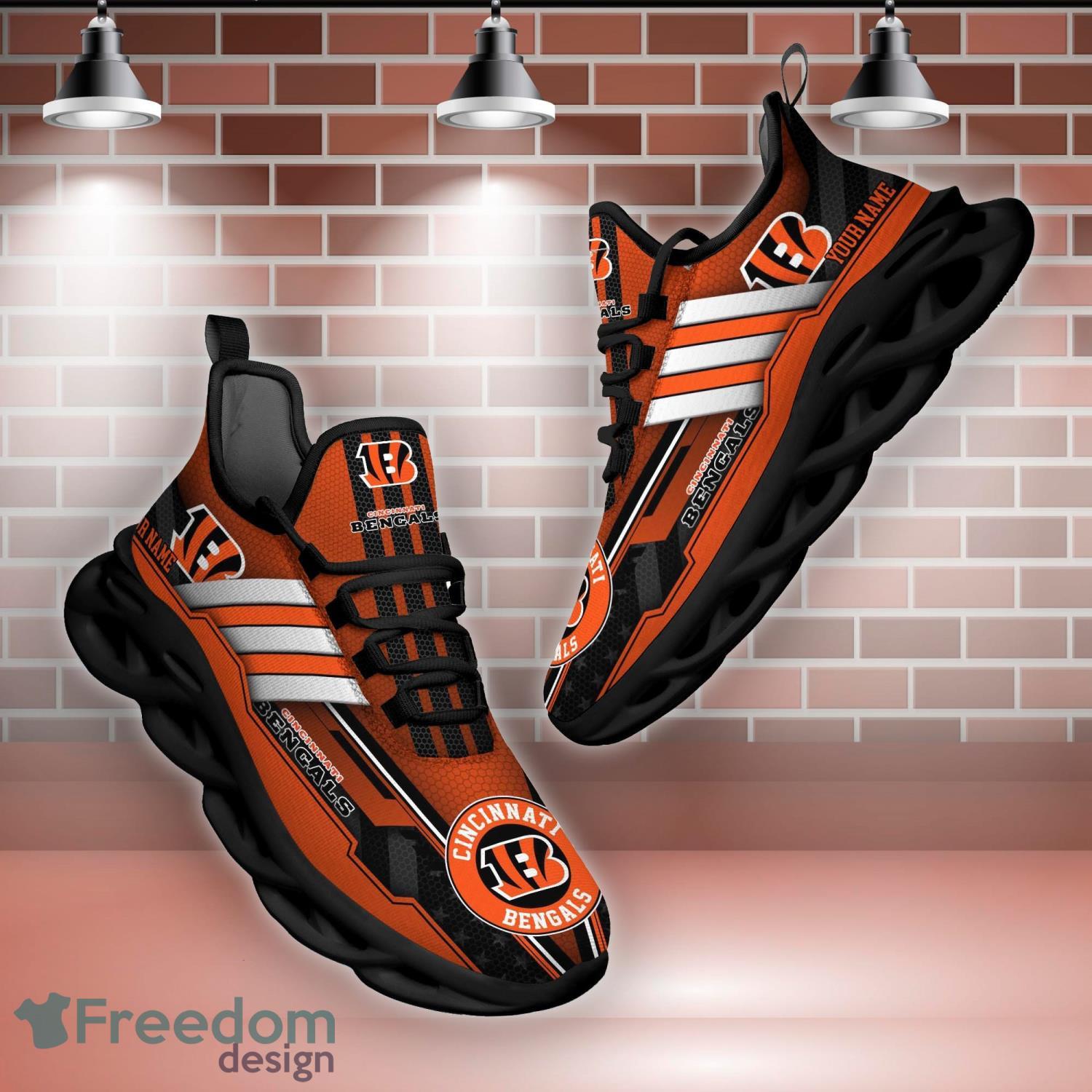 Cincinnati Bengals Custom Name 2023 NFL Max Soul Shoes For Men And