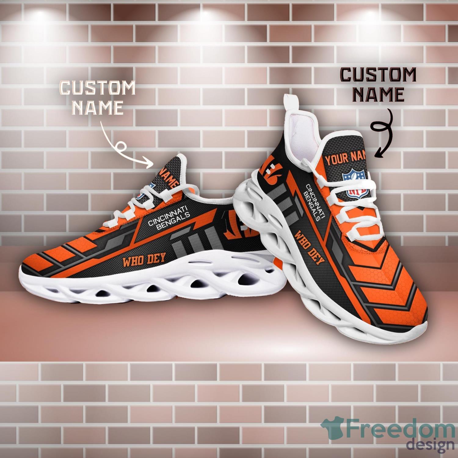 Cincinnati Bengals Logo Running Sneaker Max Soul Shoes In Black