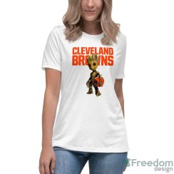 Cleveland Browns NFL Football Groot Marvel Guardians Of The Galaxy T Shirt - Women's Relaxed Short Sleeve Jersey Tee