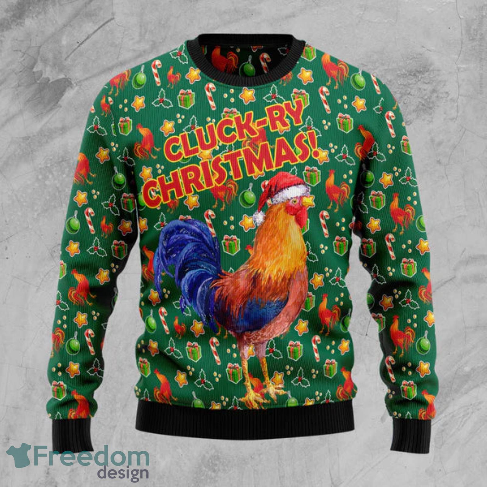 Cluck-ry Christmas Ugly Christmas Sweater AOP All Over Printed Sweater Product Photo 2