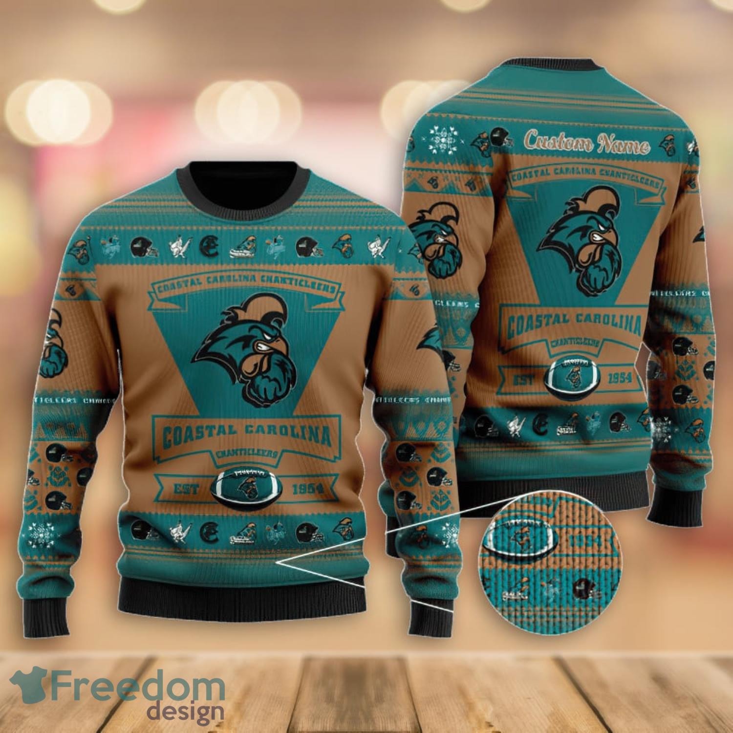 Personalized Carolina Panthers Football Team Logo Ugly Sweater - T