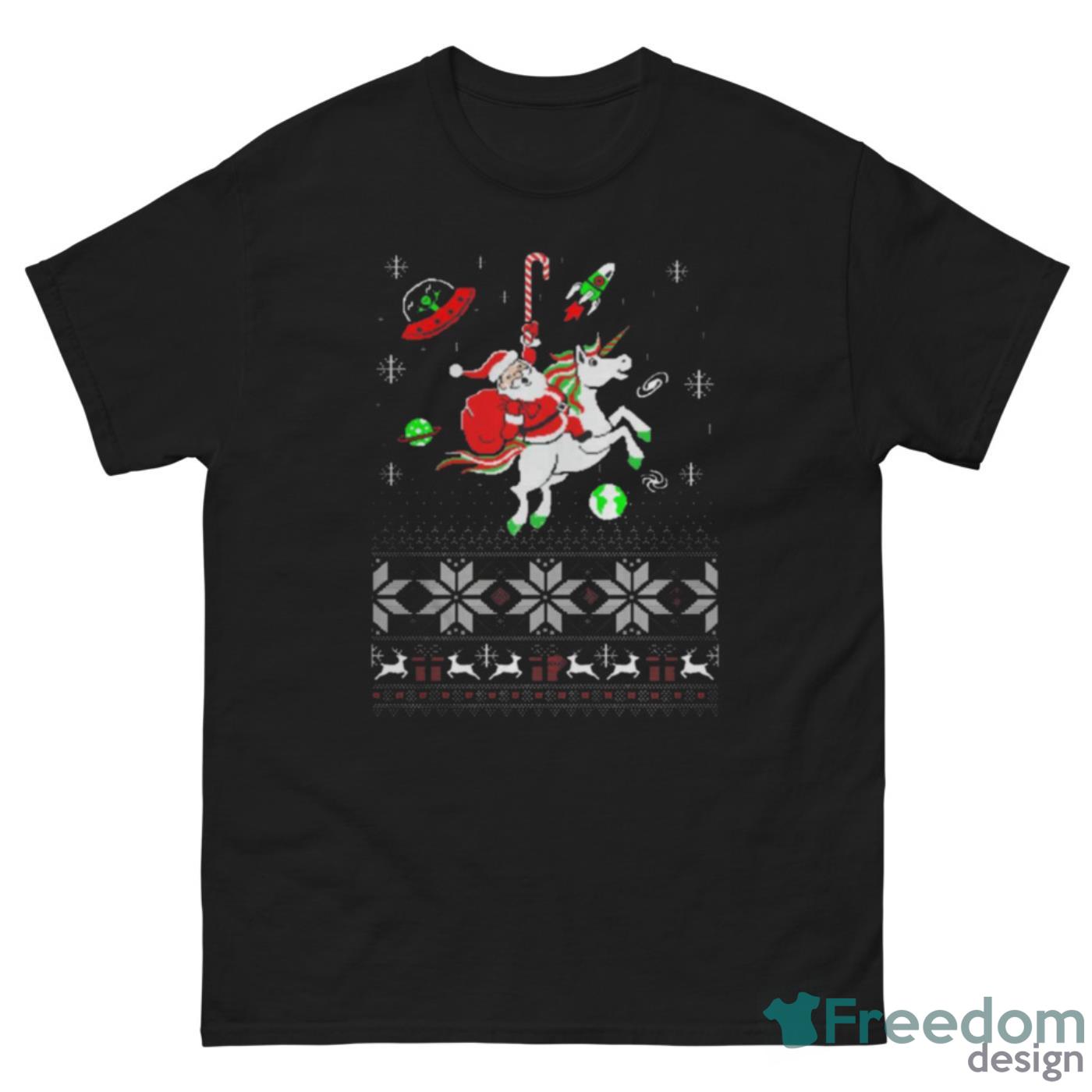 Colorful Santa Unicorn Ugly Christmas Shirt - G500 Men’s Classic Tee