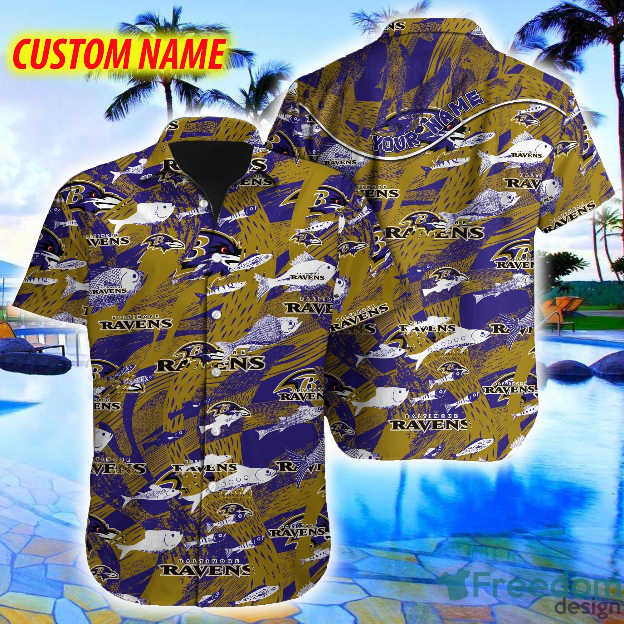 Custom Name Baltimore Ravens NFL NFL Football Button Up Hawaiian Shirt For  Mens Womens - T-shirts Low Price