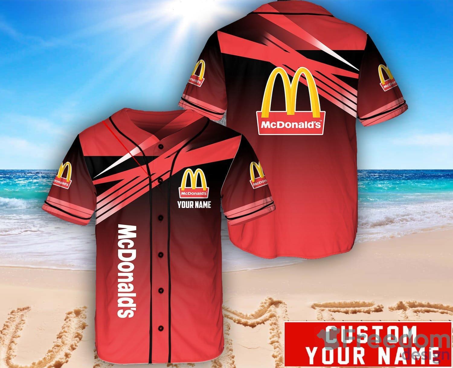 Mcdonald's Logo Red And White Tropical Baseball Jersey Shirt Gift For Men  And Women