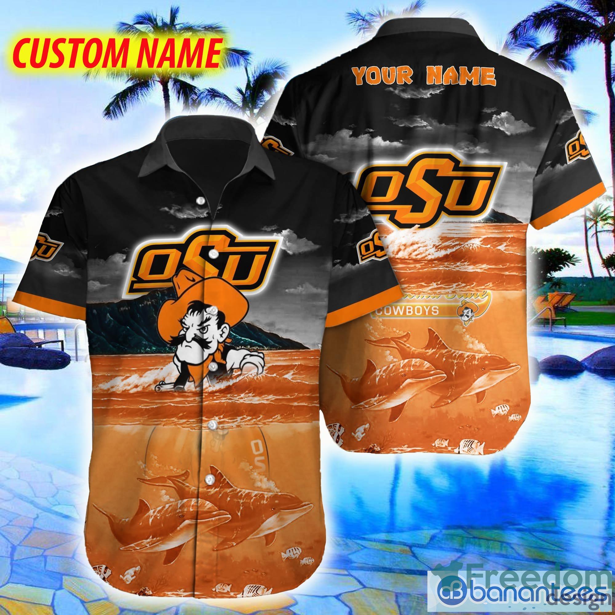 Custom Name Oklahoma State Cowboys NCAA Logo Dolphin Beach Funny Hawaiian  Shirt - Freedomdesign