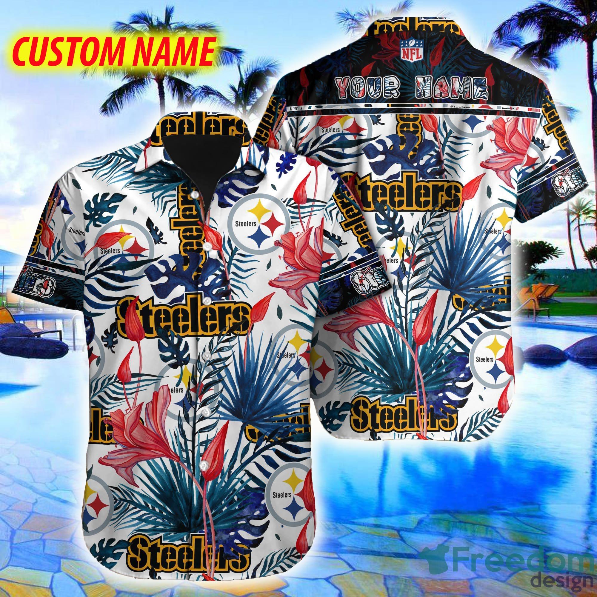 Custom Name Pittsburgh Steelers Hawaiian Shirt NFL Football Hawaiian Shirt  Cheap For Men Women - T-shirts Low Price