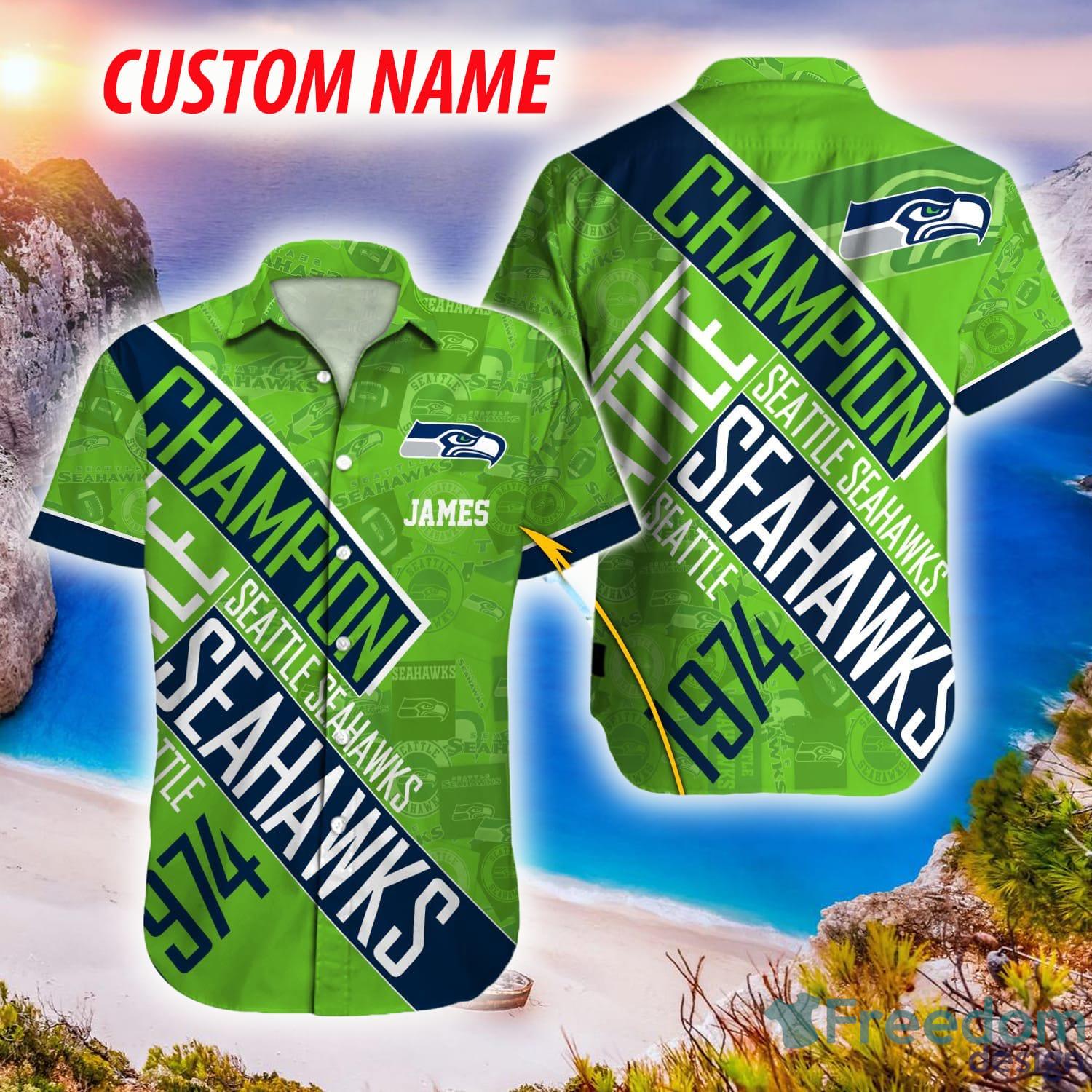 Custom Name Seattle Seahawks NFL Champion Gift Fans Hawaiian Shirt