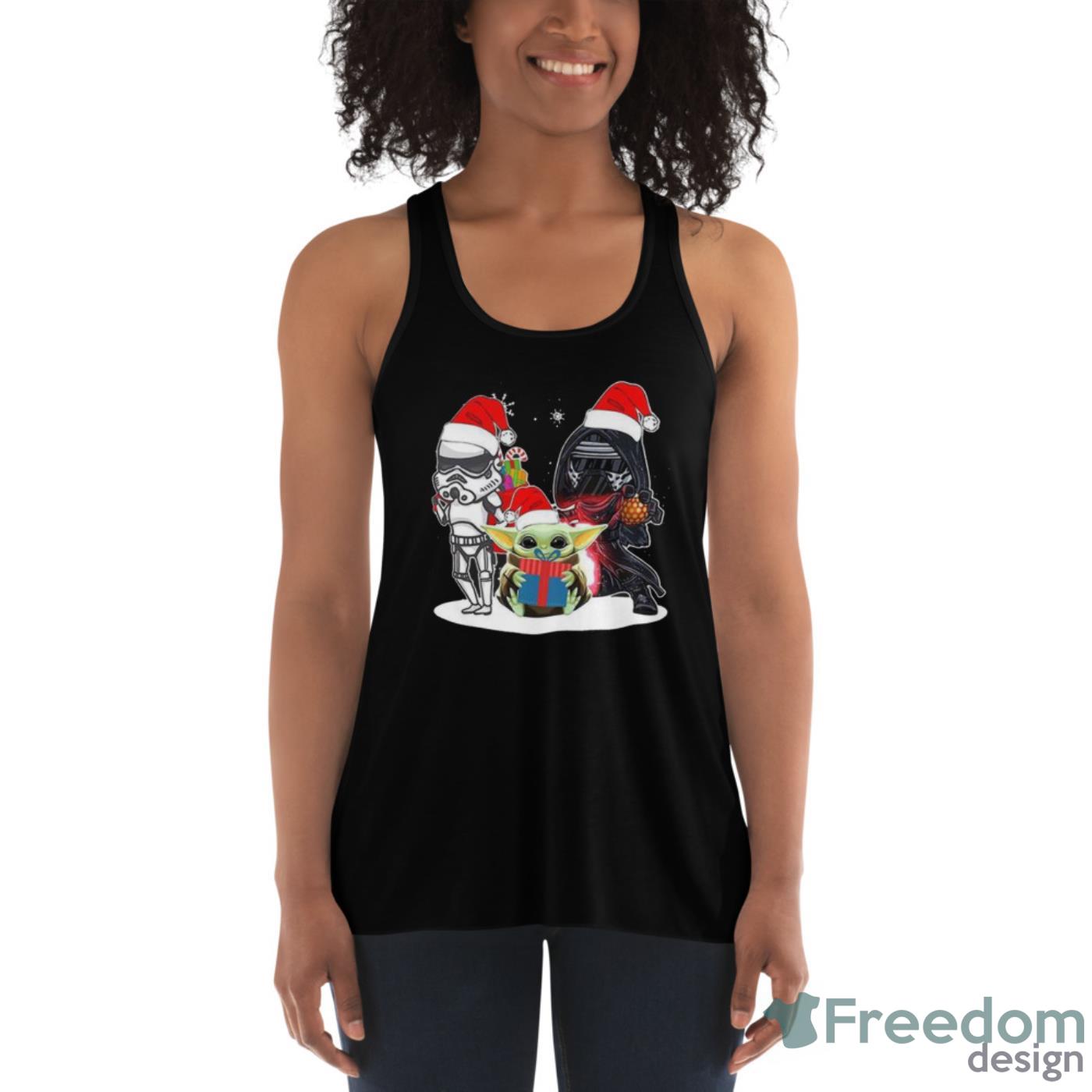 Cute Baby Yoda And Darth Vader Stormtrooper Merry Christmas Shirt image Cute Baby Yoda And Darth Vader Stormtrooper Merry Christmas Shirt