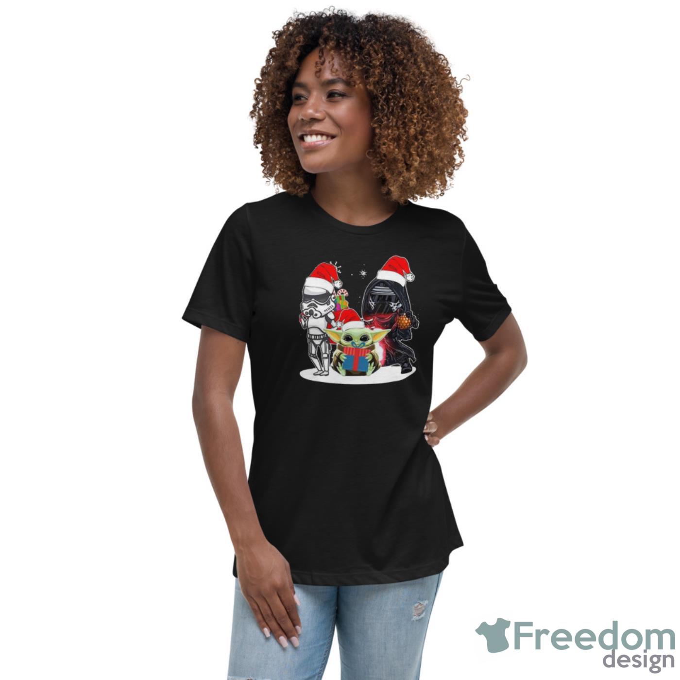 Cute Baby Yoda And Darth Vader Stormtrooper Merry Christmas Shirt - Womens Relaxed Short Sleeve Jersey Tee Cute Baby Yoda And Darth Vader Stormtrooper Merry Christmas Shirt - Womens Relaxed Short Sleeve Jersey Tee