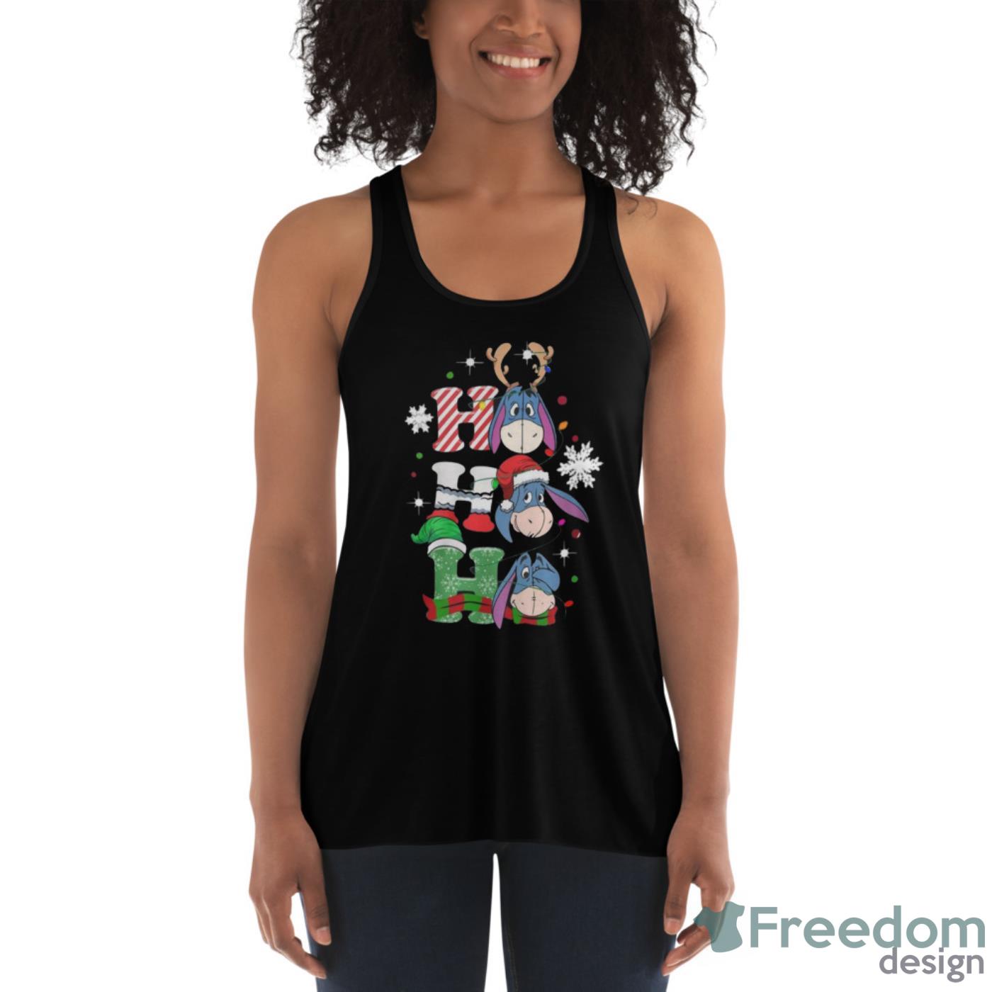 Cute Eeyore Ho Ho Ho Christmas Shirt - Womens Flowy Racerback Tank Cute Eeyore Ho Ho Ho Christmas Shirt - Womens Flowy Racerback Tank