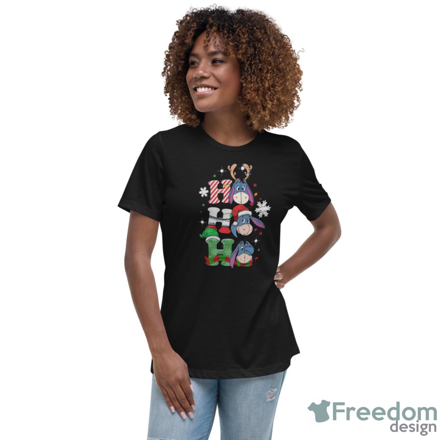 Cute Eeyore Ho Ho Ho Christmas Shirt - Womens Relaxed Short Sleeve Jersey Tee Cute Eeyore Ho Ho Ho Christmas Shirt - Womens Relaxed Short Sleeve Jersey Tee