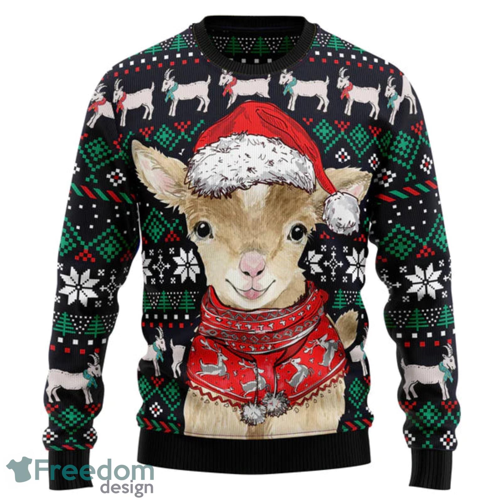 Cute Goat AOP All Over Printed Sweater Ugly Christmas Sweater Product Photo 2