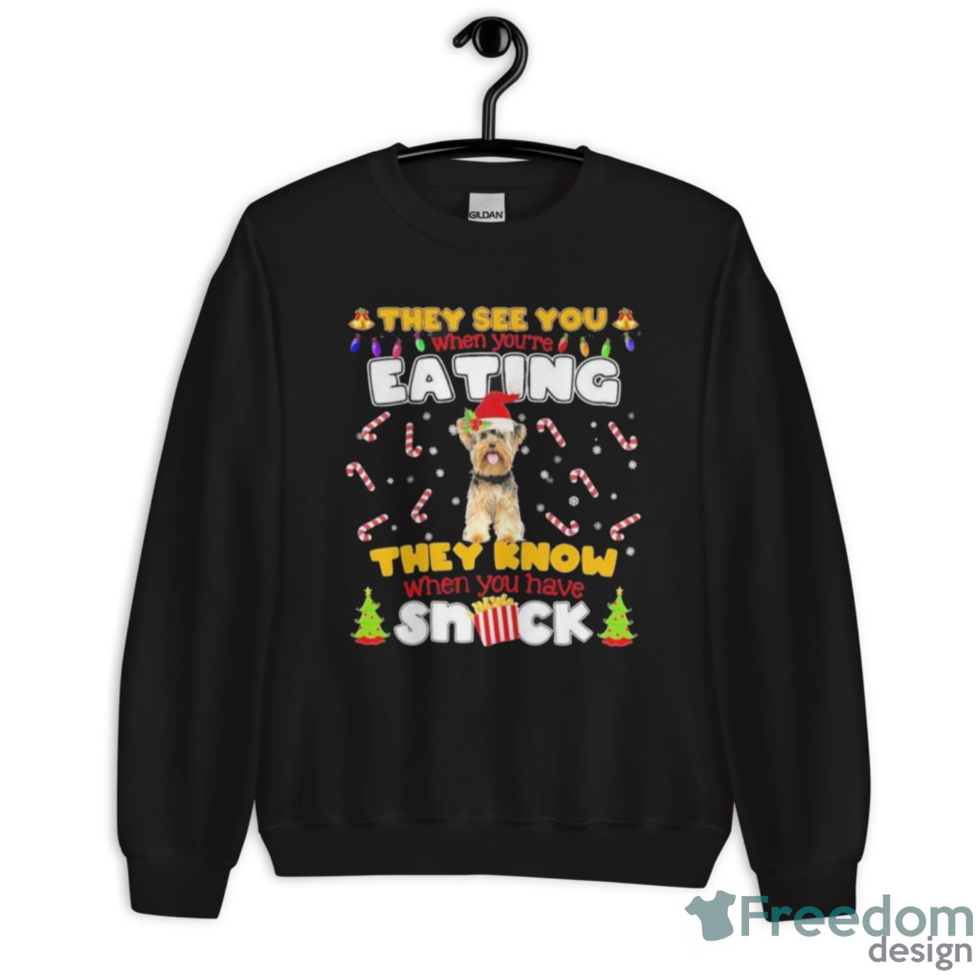 Cute Yorkie Hat Santa They See You When You’re Eating They Know When You Have Snack Shirt - Unisex Heavy Blend Crewneck Sweatshirt Cute Yorkie Hat Santa They See You When You’re Eating They Know When You Have Snack Shirt - Unisex Heavy Blend Crewneck Sweatshirt