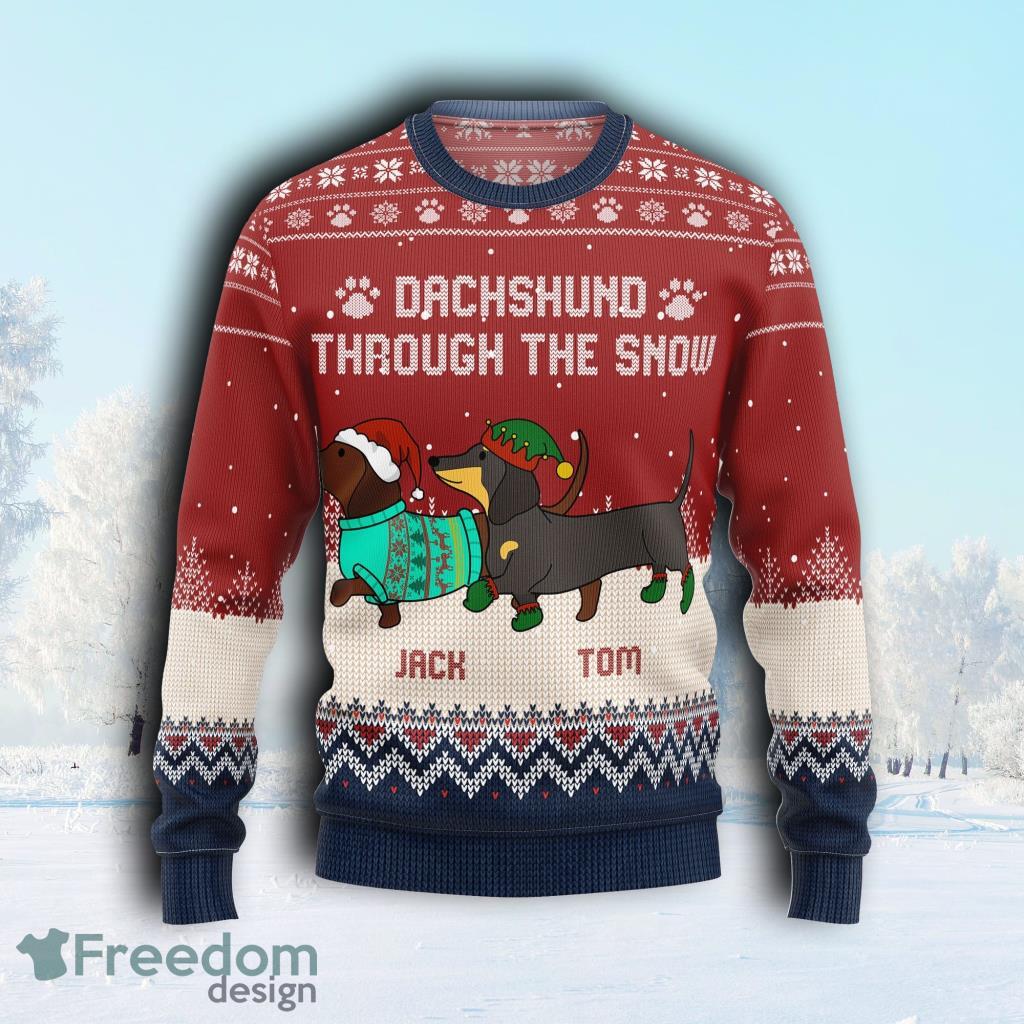 Dachshund through the snow sweater sale