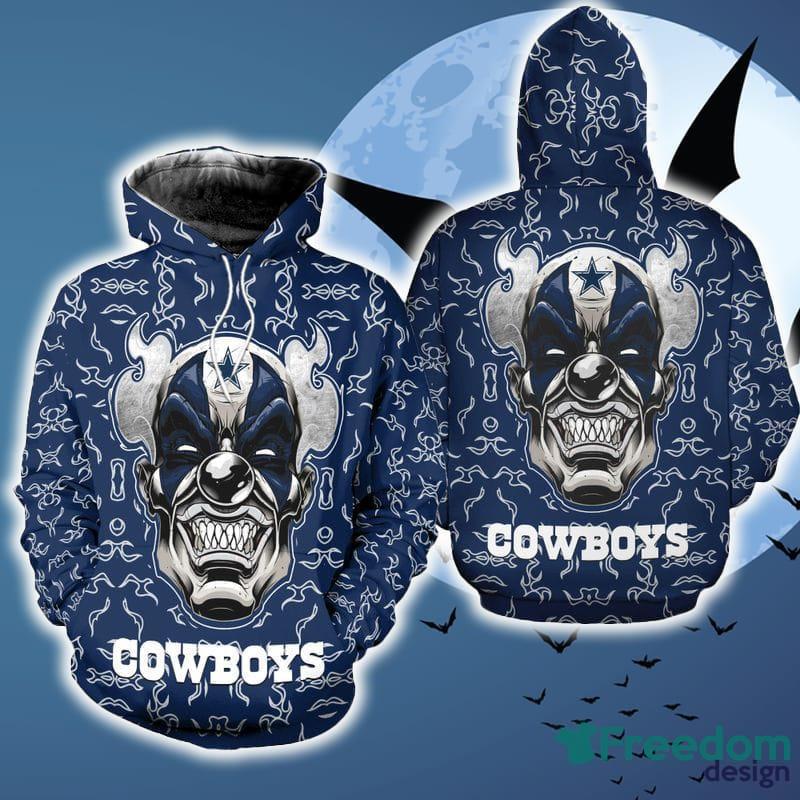 Dallas Cowboys Blue Color Halloween Skull Hoodie AOP For Men And Women Gift Fans - Dallas Cowboys Blue Color Halloween Skull Hoodie AOP For Men And Women Gift Fans