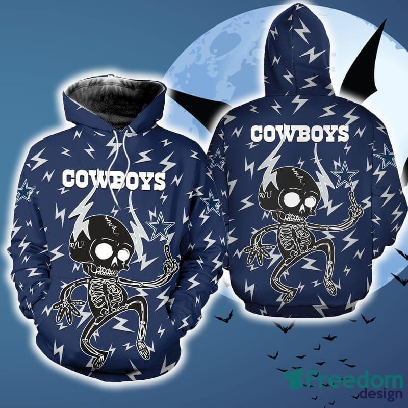 Dallas Cowboys Electric Shock Cute Skeleton Color Halloween Skull Hoodie AOP For Men And Women Gift Fans - Dallas Cowboys Electric Shock Cute Skeleton Color Halloween Skull Hoodie AOP For Men And Women Gift Fans