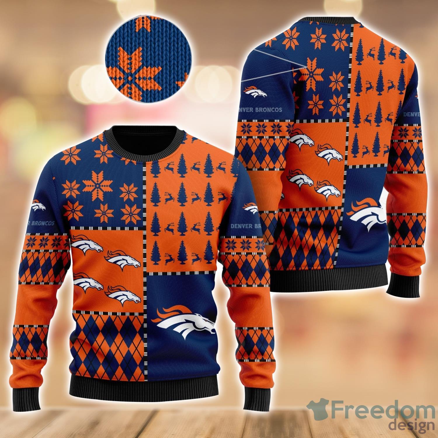 Denver Broncos Football Team Logo Custom Name Christmas Gift All Over Print Ugly  Christmas Sweater - Freedomdesign