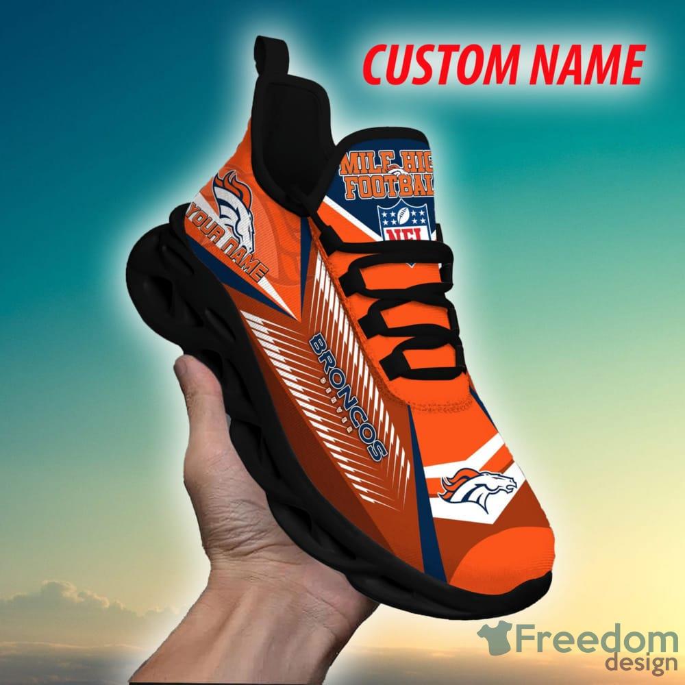 Denver Broncos NFL Max Soul Shoes Custom Name Tie Dye Running Sneakers  Gifts NFL Fans - YesItCustom