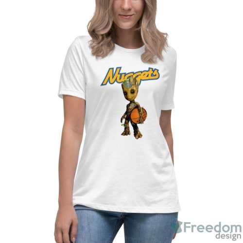 Denver Nuggets NBA Basketball Groot Marvel Guardians Of The Galaxy T Shirt - Women's Relaxed Short Sleeve Jersey Tee