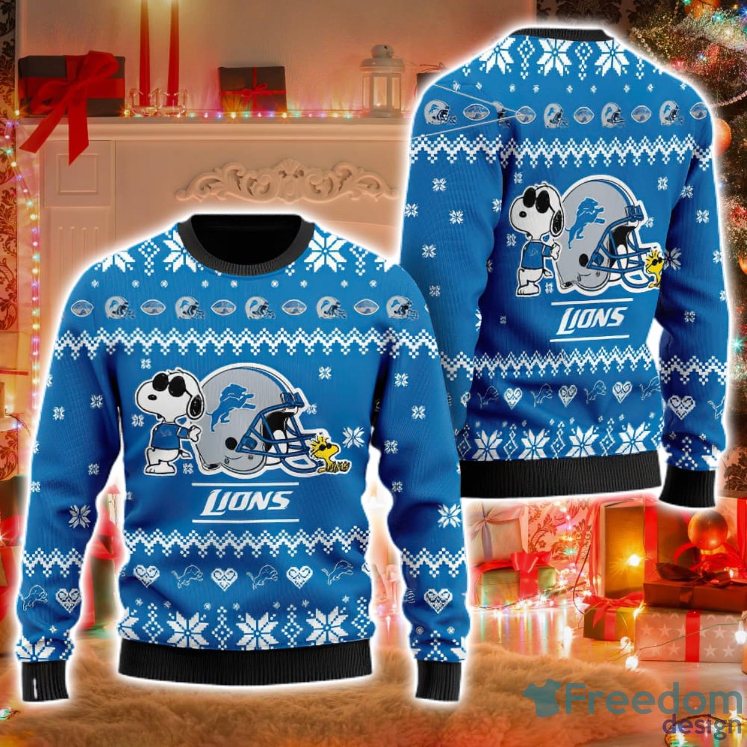 NFL Detroit Lions Christmas Gift All Over Print Ugly Christmas Sweater -  Freedomdesign