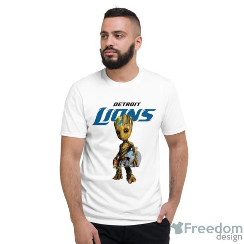 Detroit Lions NFL Football Groot Marvel Guardians Of The Galaxy T Shirt - Short Sleeve T-Shirt