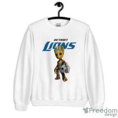 Detroit Lions NFL Football Groot Marvel Guardians Of The Galaxy T Shirt - Unisex Crewneck Sweatshirt