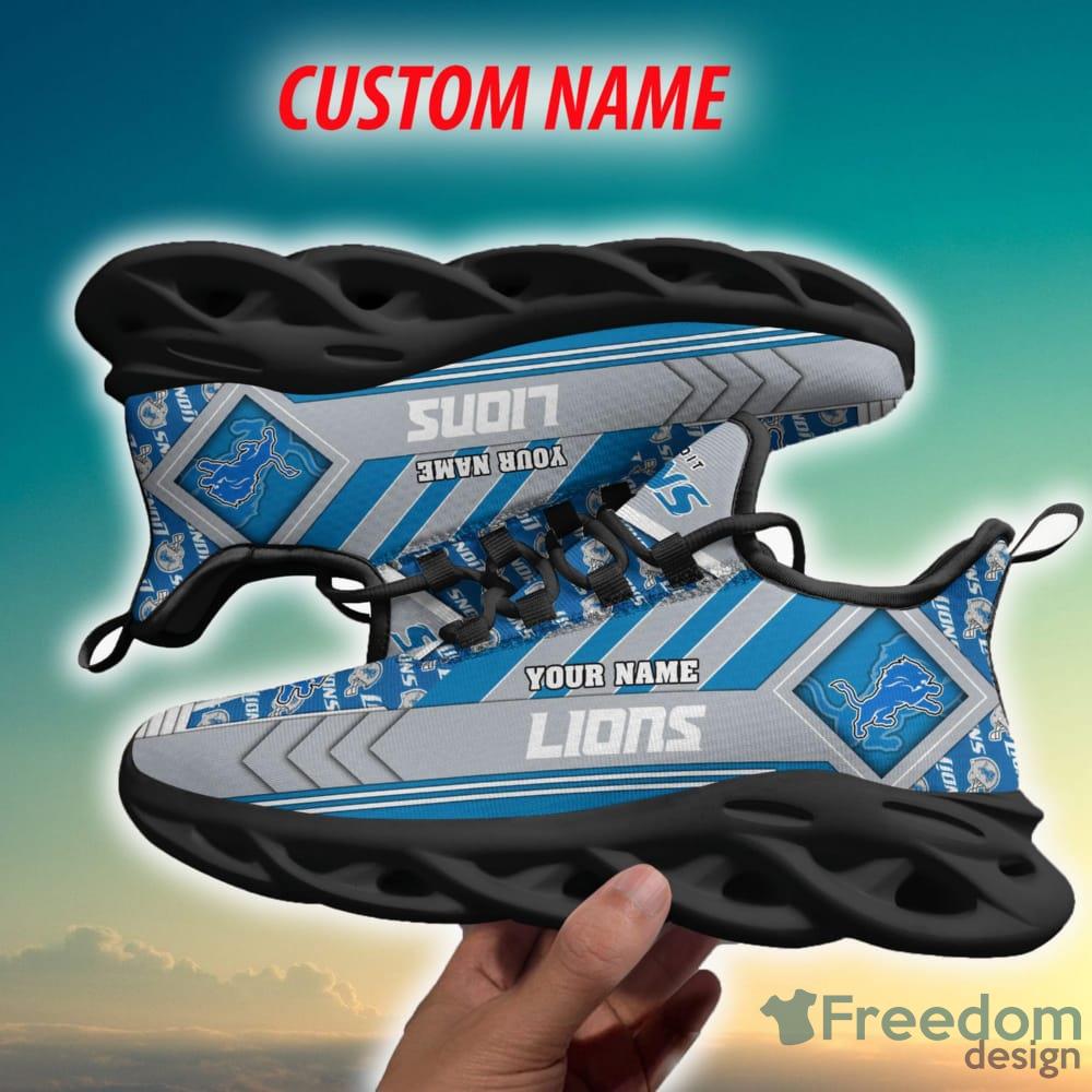 Detroit Lions Silver Splat Custom Nike Air Max Shoes Black