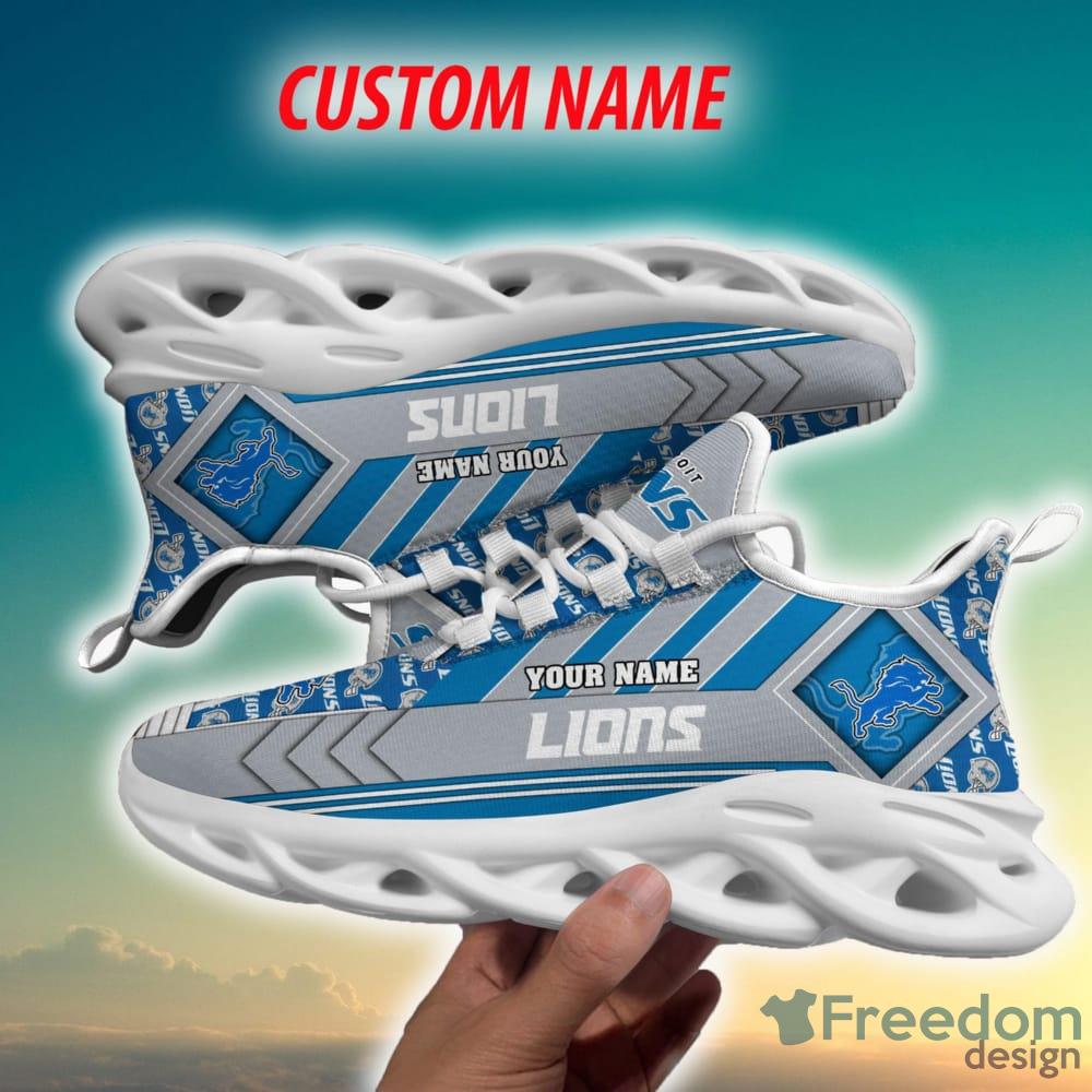 Detroit Lions Silver Splat Custom Nike Air Max Shoes Black