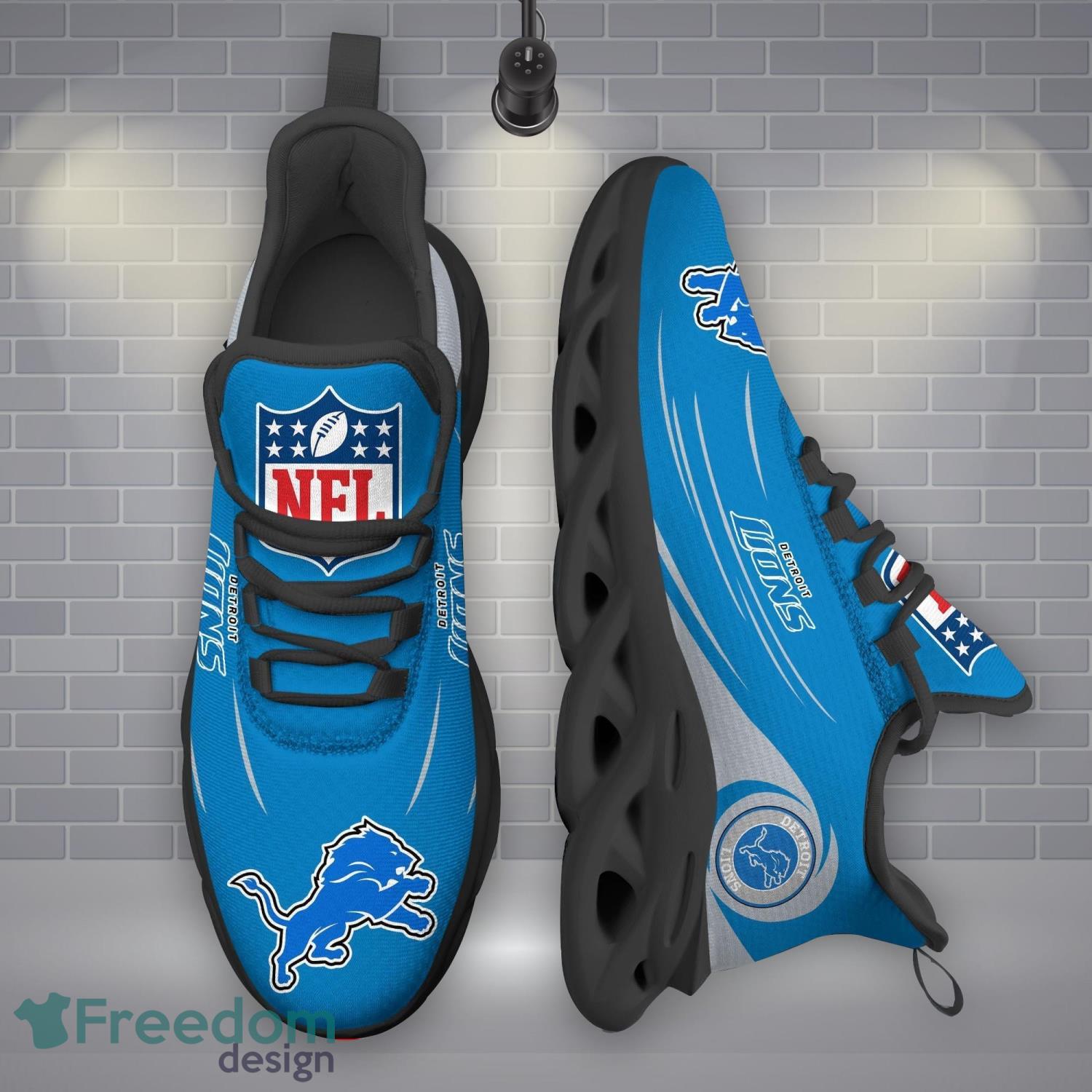 Detroit Lions Custom Name NFL Neon Light Max Soul Shoes Gift For Fans  Running Sneaker - Banantees