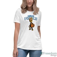 Detroit Pistons NBA Basketball Groot Marvel Guardians Of The Galaxy T Shirt - Women's Relaxed Short Sleeve Jersey Tee