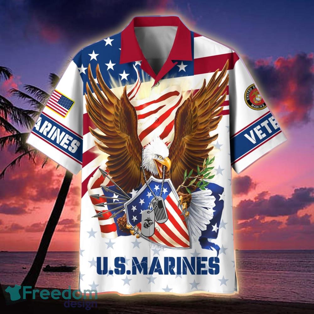 Excoolent American Eagle US Army Veteran Hawaiian Shirt Aloha Independence Day Gift Dad - Gift for Military Personnel