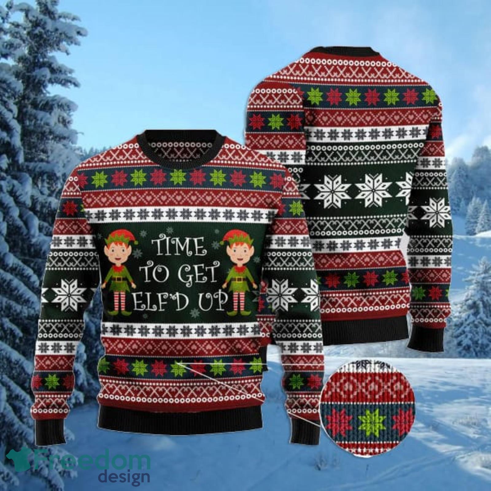 Elf Time Ugly Christmas Sweater AOP All Over Printed Sweater Product Photo 1