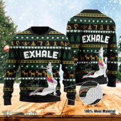 Exhale Yoga Unicorn Ugly Christmas Sweater Christmas Gift