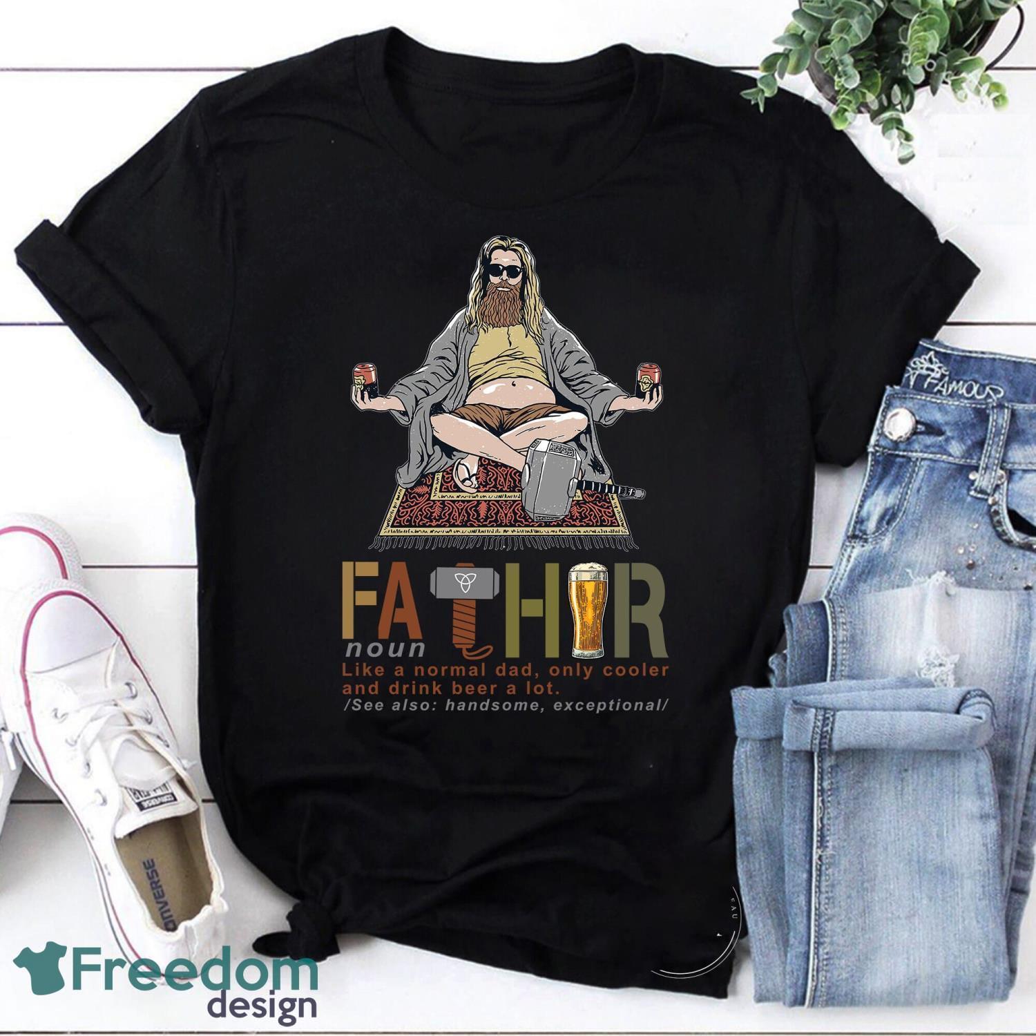 Fat Thor Fathor Noun Like A Normal Dad Only Cooler And Drink Beer A Lot Vintage T-Shirt Product Photo 1