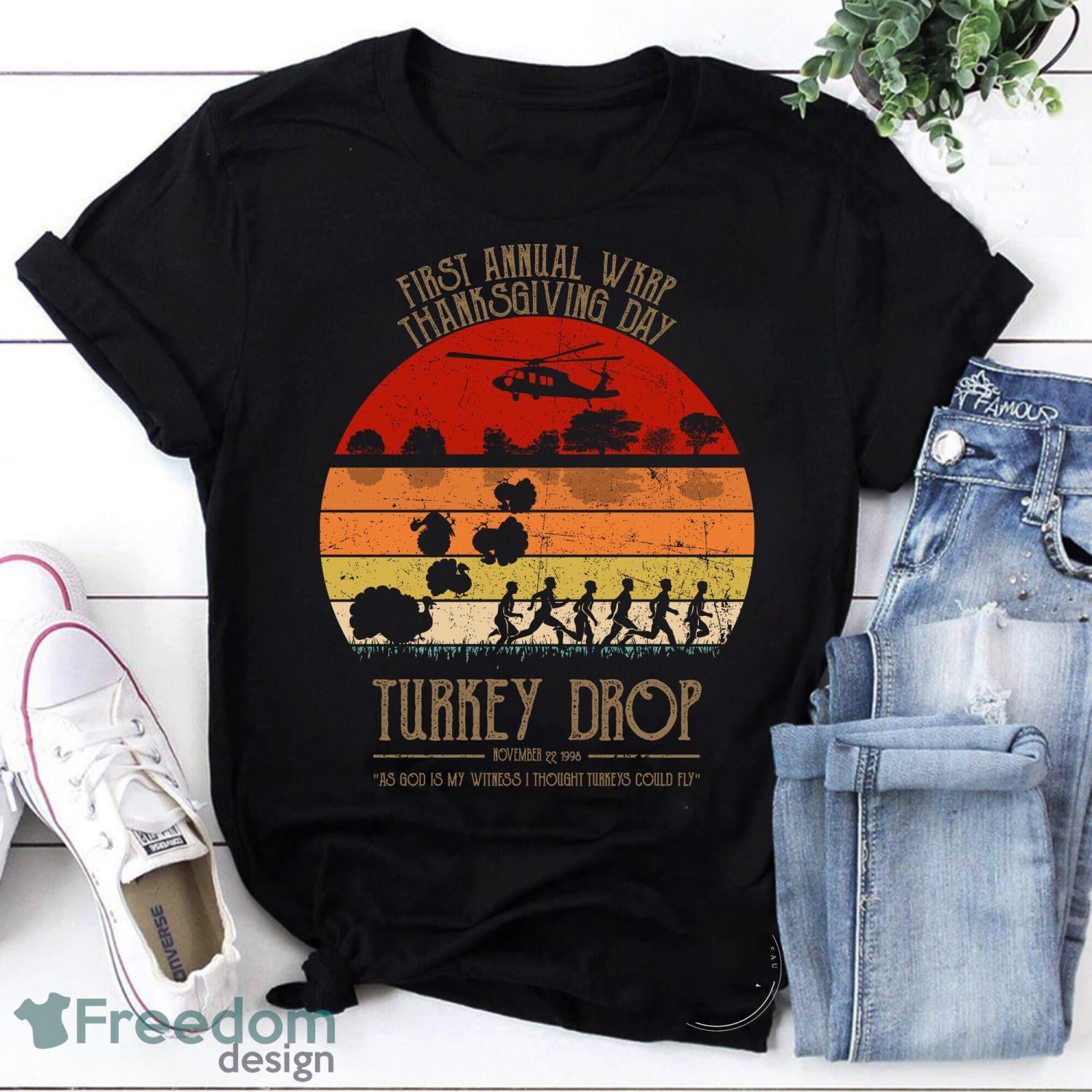 First Annual WKRP Thanksgiving Day Turkey Drop Vintage T-Shirt Thanksgiving Day Shirt Product Photo 1