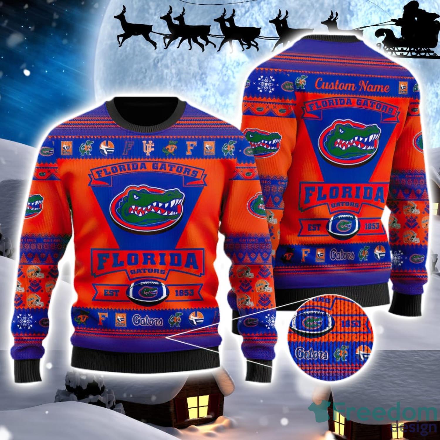 Florida Gators Logo Custom Name For Football Fans Ugly Christmas Sweater Christmas Gift Product Photo 1