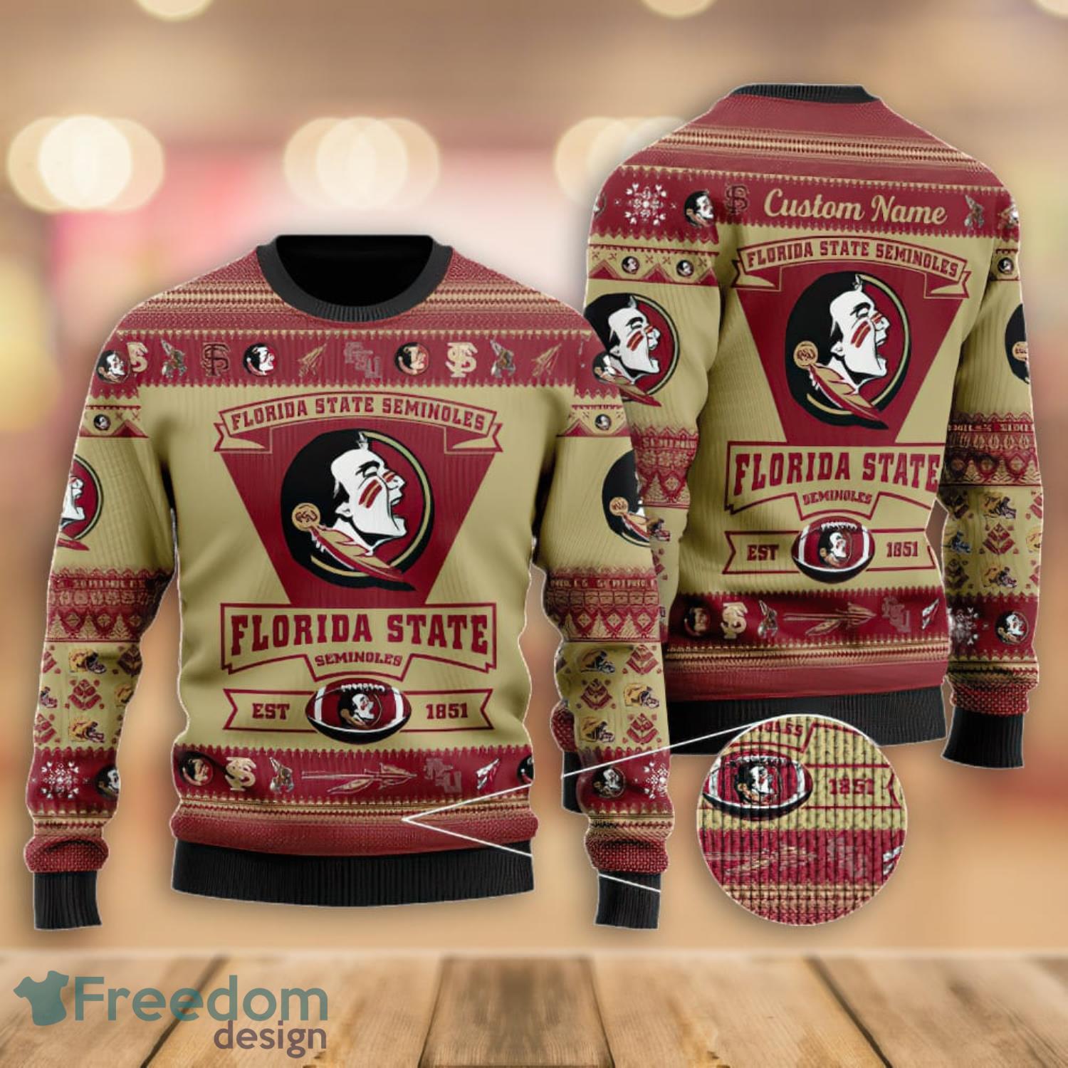 Miami Marlins Football Team Logo Custom Name Christmas Gift All Over Print  Ugly Christmas Sweater - Freedomdesign