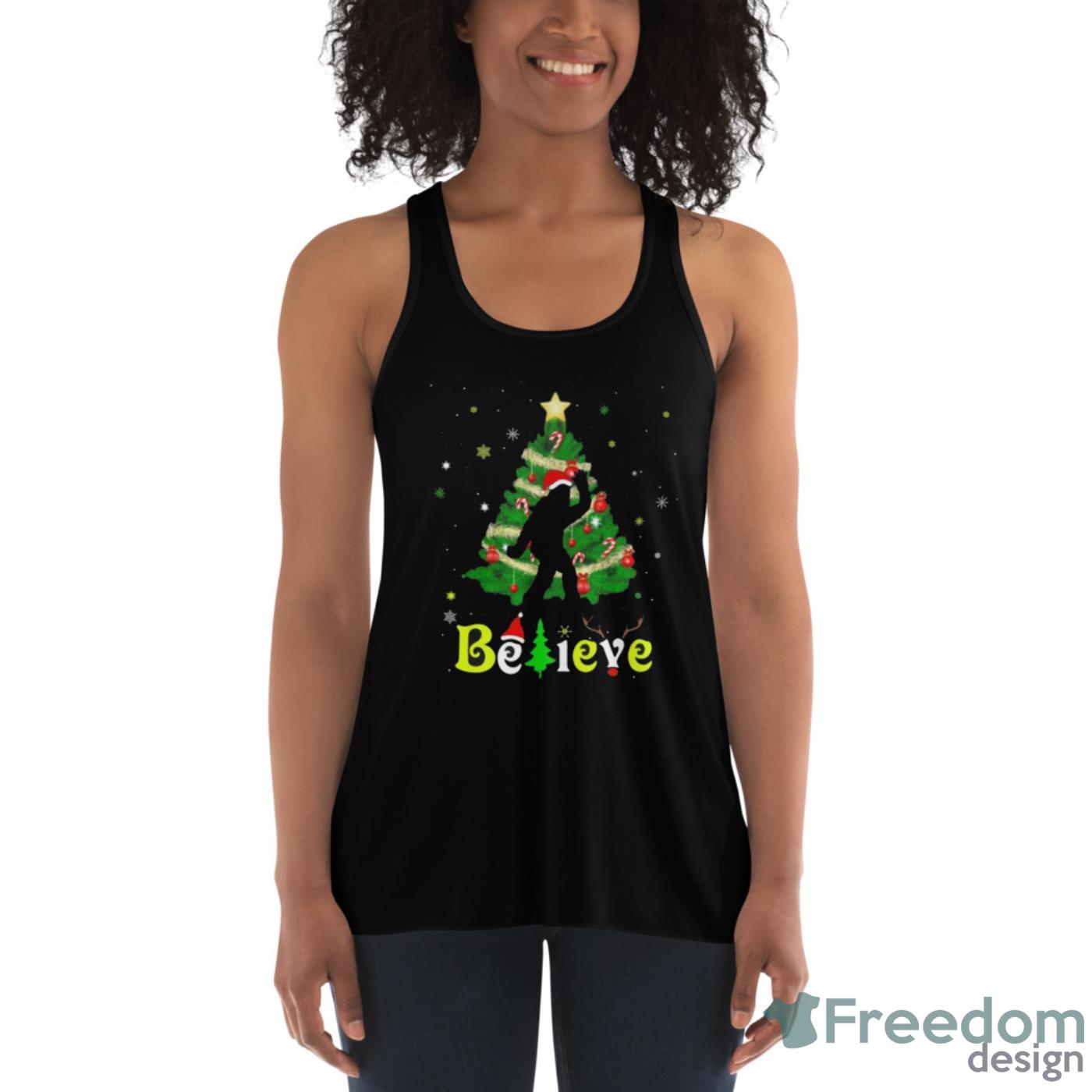 Funny Bigfoot Believe Christmas Tree Merry Xmas Shirt image Funny Bigfoot Believe Christmas Tree Merry Xmas Shirt