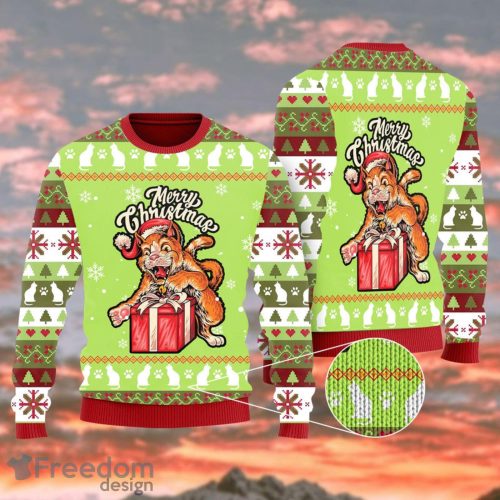 Funny Cat Merry Christmas Ugly Christmas Sweater Christmas Gift Product Photo 1