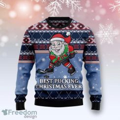 Funny Santa Playing Hockey Ugly Christmas Sweater Christmas Gift