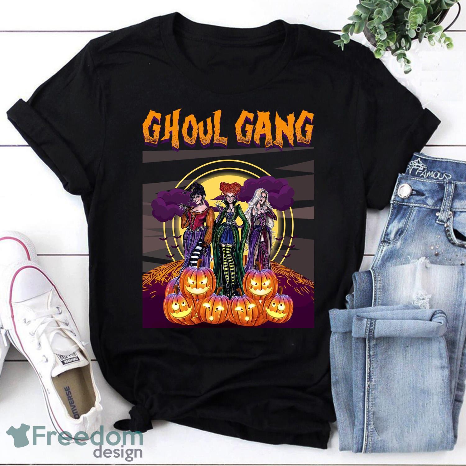 Ghoul Three Witches Gang Halloween Vintage T-Shirt Morticia Adams Shirt Product Photo 1