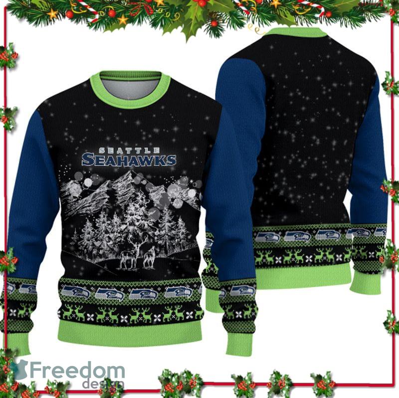 Seattle Seahawks Christmas Reindeer Ugly Christmas Sweater Singing AOP Gift  For Fans